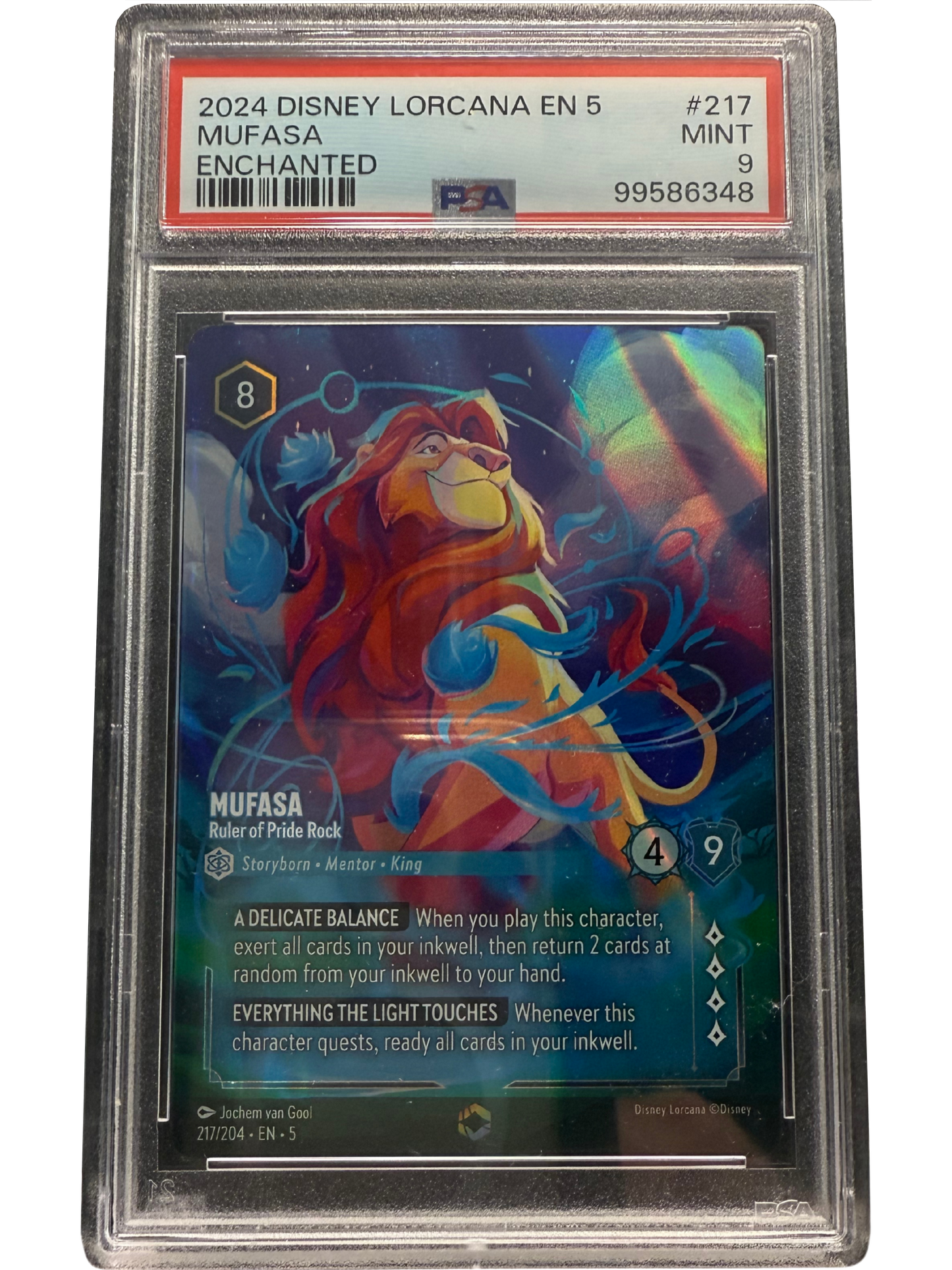 PSA 9 Disney Lorcana Mufasa - Ruler of Pride Rock Enchanted Foil